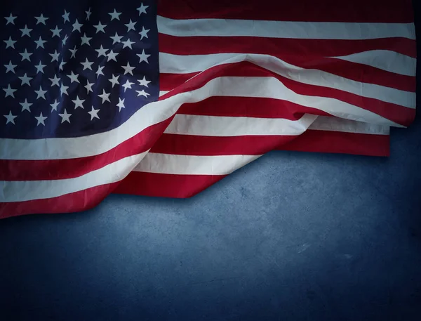 Αμερικανική Σημαία Μπλε Φόντο — Φωτογραφία Αρχείου