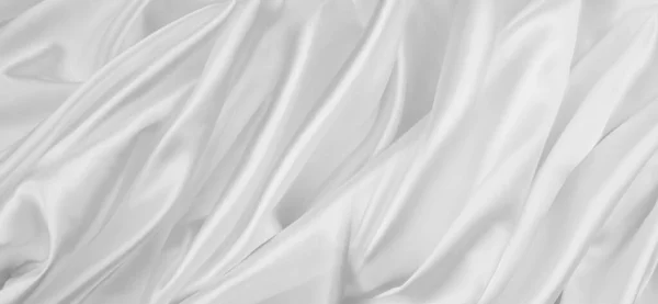 Крупним Планом Стиснуті Білі Шовкові Тканини Лінії — стокове фото