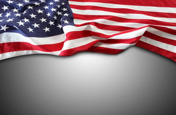 Amerykańska Flaga Szarym Tle — Zdjęcie stockowe