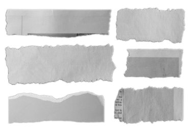 Düz arka plan üzerinde altı adet yırtık kağıt 