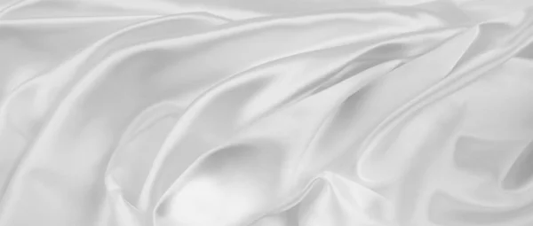 Closeup Rippled White Silk Fabric Lines — Stock Photo, Image