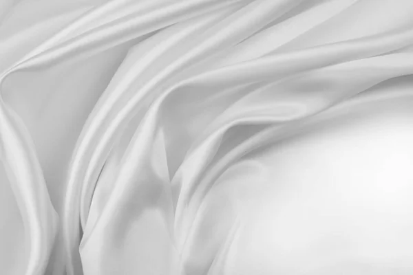 Closeup Rippled White Silk Fabric Lines — Stock Photo, Image
