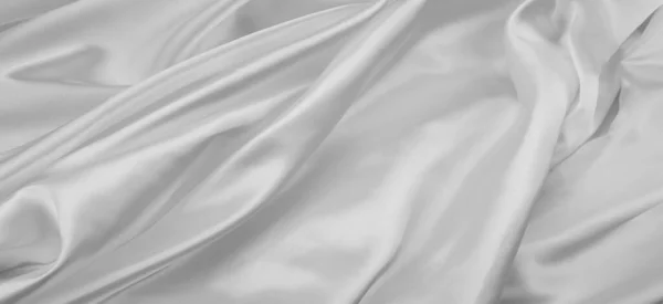 Closeup Rippled White Silk Fabric Lines — Stock Photo, Image