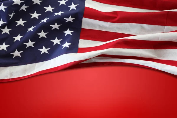 Bandeira Americana Fundo Vermelho — Fotografia de Stock