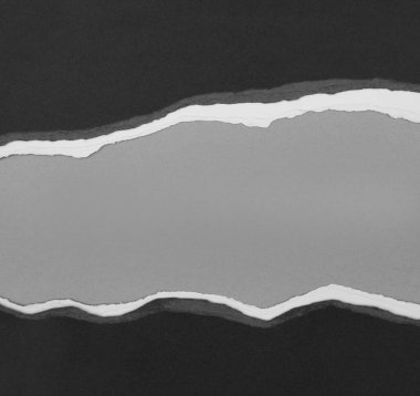 Gri arkaplan üzerinde yırtılmış kağıt, kopyalamak için boşluk