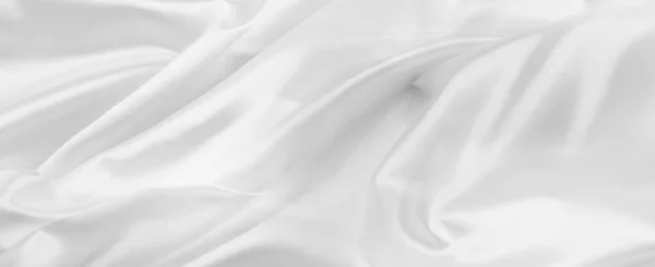 Closeup Rippled White Silk Fabric Lines — Stock Photo, Image