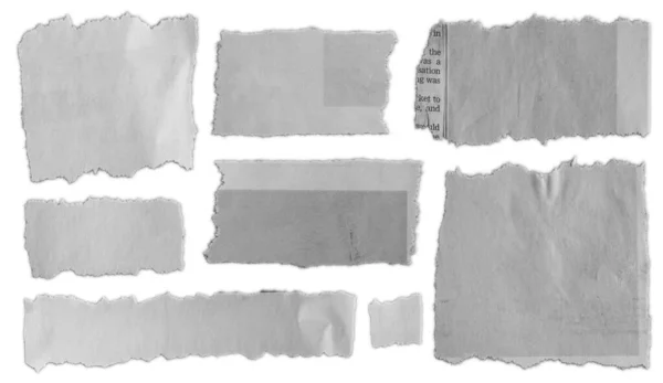 Acht Stücke Zerrissenes Papier Auf Blankem Hintergrund — Stockfoto
