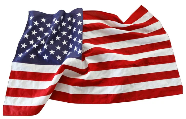 Bandeira Americana Isolada Sobre Fundo Branco — Fotografia de Stock