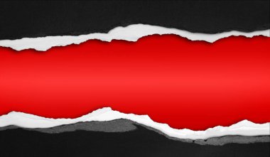 Kırmızı arkaplanda yırtılan delik