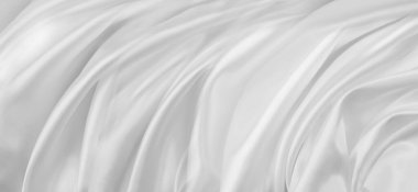 Dalgalanan beyaz ipek kumaş çizgilerinin yakınlaştırılması