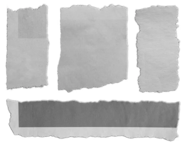 Vier Stücke Zerrissenes Papier Auf Blankem Hintergrund — Stockfoto