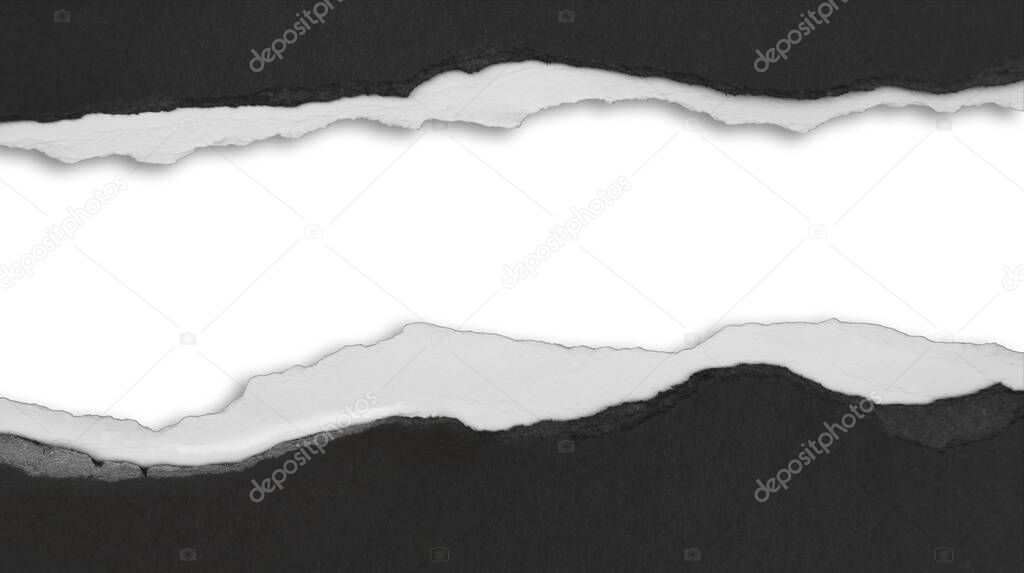 Ripped black paper on plain background, space for copy