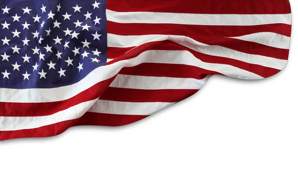 Fechar Bandeira Americana Fundo Branco — Fotografia de Stock