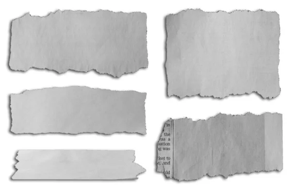 Five Pieces Torn Paper White Background — Stock Photo, Image