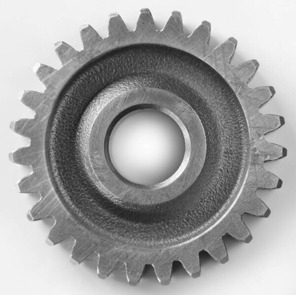 One metal cog gear on white background