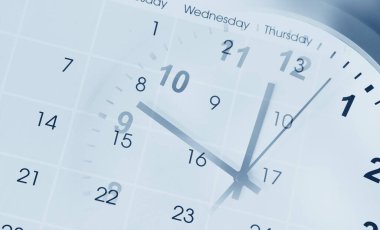 Saat yüzü ve takvim birleşimi. Zaman yönetimi