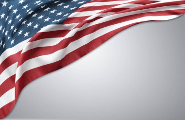 Gri arkaplanda Amerikan bayrağının yakın çekimi