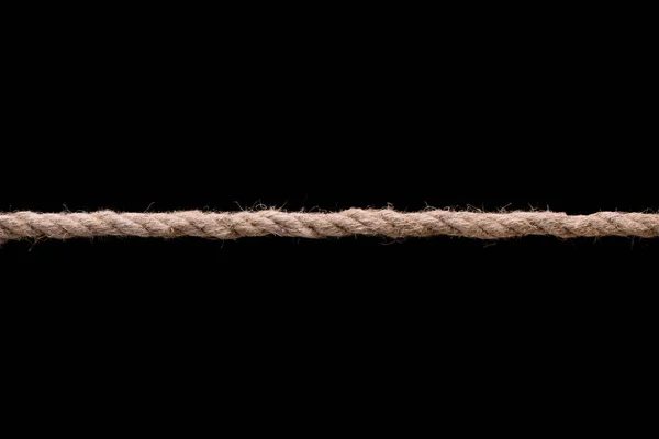 Stretched Jute Rope Black Background — Stock Photo, Image