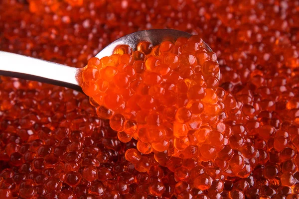 Fresh Red Caviar Metal Spoon Stock Picture
