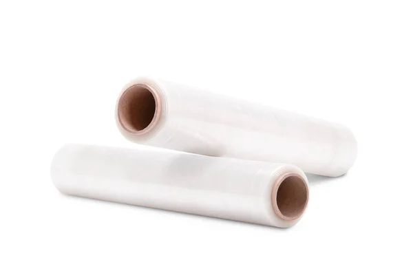 Roll Transparent Stretch Film White Background — Stock Photo, Image