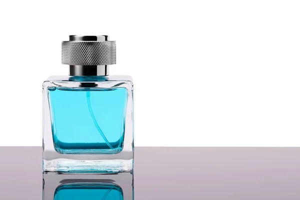 Męskie Perfumy Ciemny Lustro Powierzchni Zbliżenie — Zdjęcie stockowe