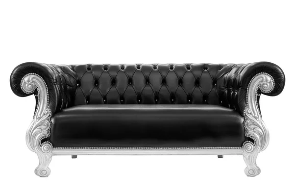 Sofa Kulit Dengan Latar Belakang Putih Sofa Kulit Elegan Dengan — Stok Foto