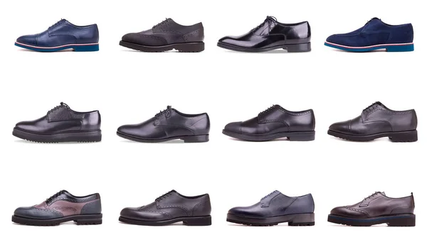 白い背景の上の男性の靴のコレクション — ストック写真