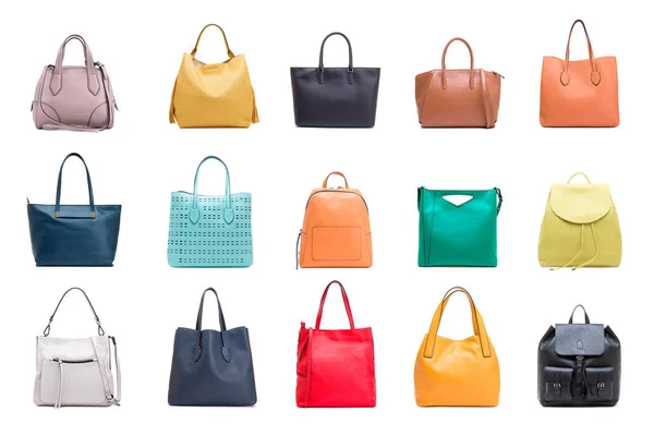 Colección Bolsos Compras Para Mujer Color Sobre Fondo Blanco — Foto de Stock