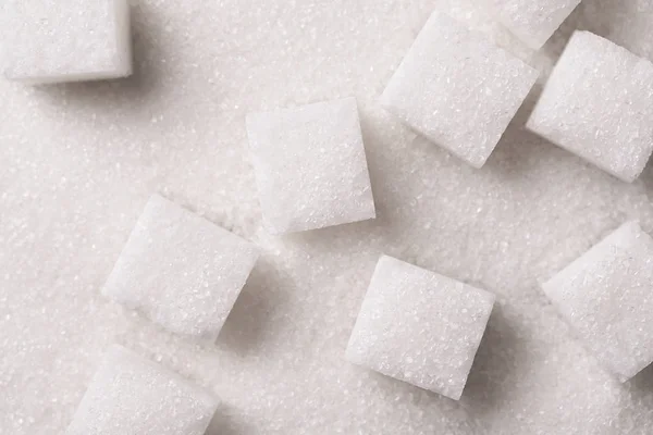 Cubes de sucre blanc gros plan . — Photo