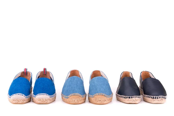 Summer espadrilles on a white background — Stock Photo, Image