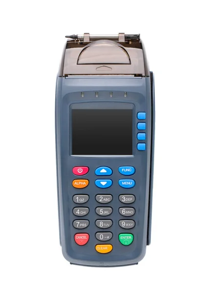 Pagamento tramite terminale bancario. Terminale di pagamento mobile primo piano . — Foto Stock