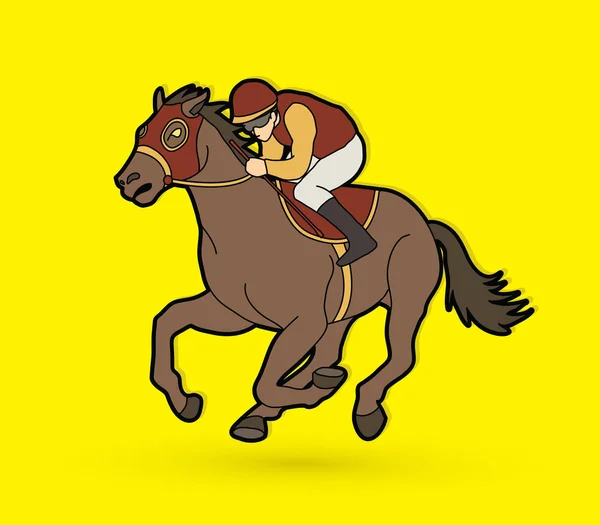 Carreras Caballos Caballo Jinete Vector Gráfico — Archivo Imágenes Vectoriales