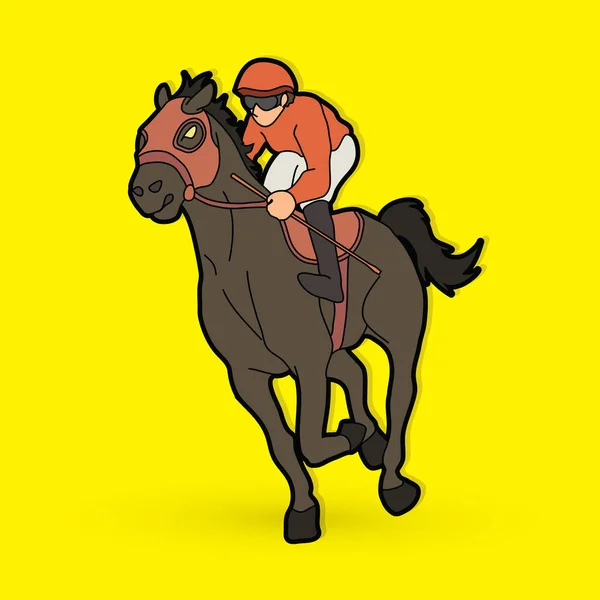 Horse Racing Jockey Riding Horse Graphic Vector — Stock Vector