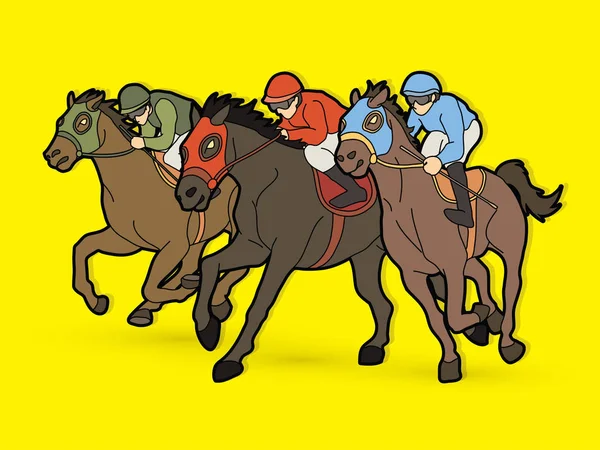 Horse Racing Jockey Riding Horse Graphic Vector — Stock Vector