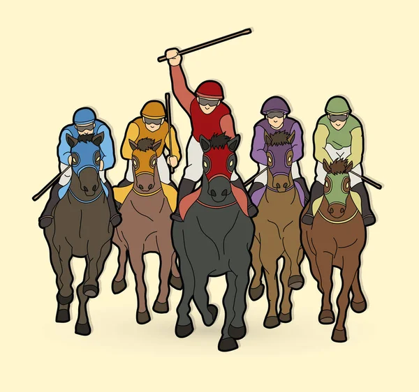 Paardenrennen Jockey Rijpaard Grafische Vector — Stockvector