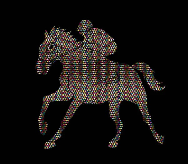 Ιπποδρομίες Ιππασία Jockey Σχεδιασμό Χρησιμοποιώντας Μωσαϊκό Μοτίβο Διανυσματικών Γραφικών — Διανυσματικό Αρχείο