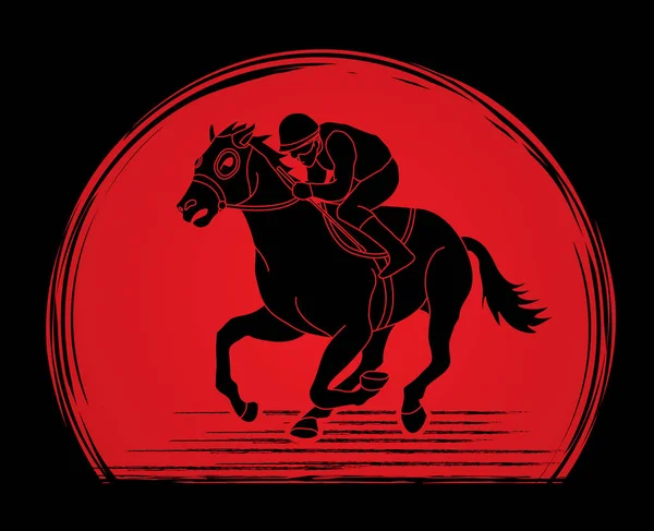 Corrida Cavalos Jockey Equitação Cavalo Design Sobre Luz Solar Vetor — Vetor de Stock