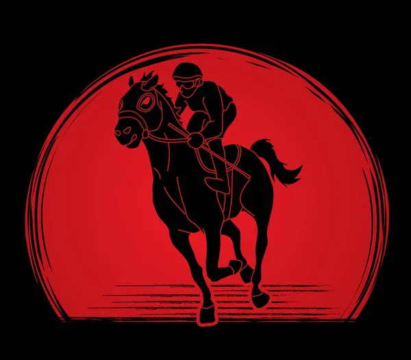 Corrida Cavalos Jockey Equitação Cavalo Design Sobre Luz Solar Vetor —  Vetores de Stock