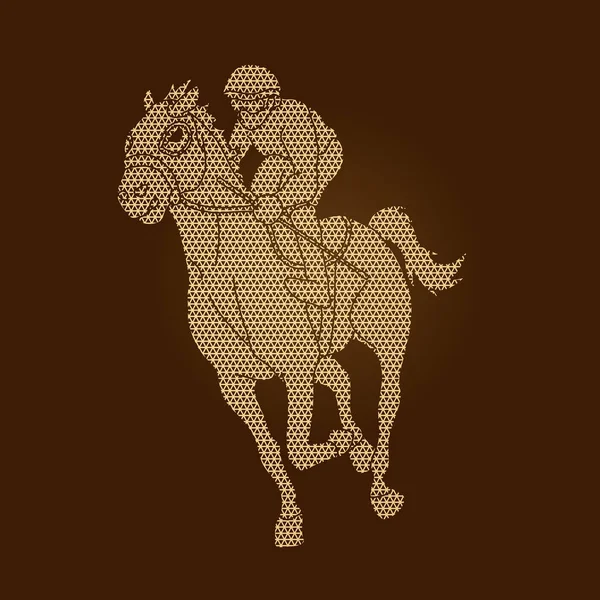 Galopp Jockey Rider Häst Design Med Geometriska Mönster Grafisk Vector — Stock vektor