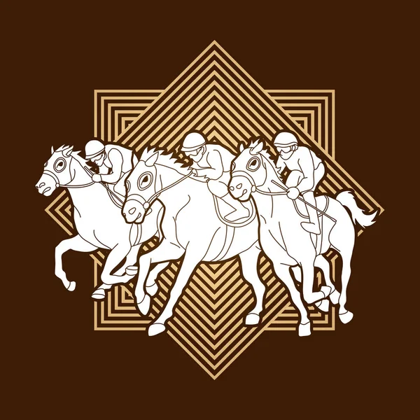 騎手の乗馬 ライン正方形の背景グラフィック ベクトルのデザイン — ストックベクタ
