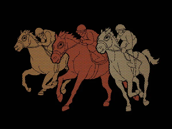 Paardenrennen Jockey Paard Rijden Ontwerp Met Behulp Van Geometrische Patroon — Stockvector