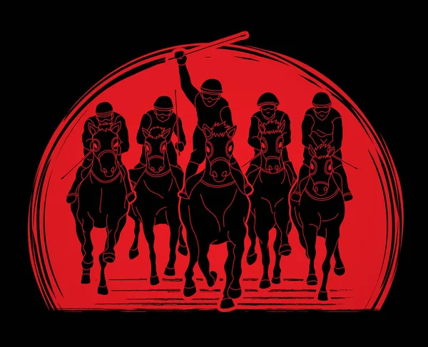 Course Chevaux Jockey Équitation Cheval Conception Sur Fond Lumière Soleil — Image vectorielle