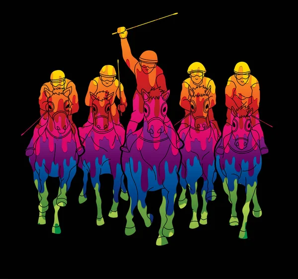 Corrida Cavalos Jockey Equitação Cavalo Design Usando Vetor Gráfico Colorido — Vetor de Stock