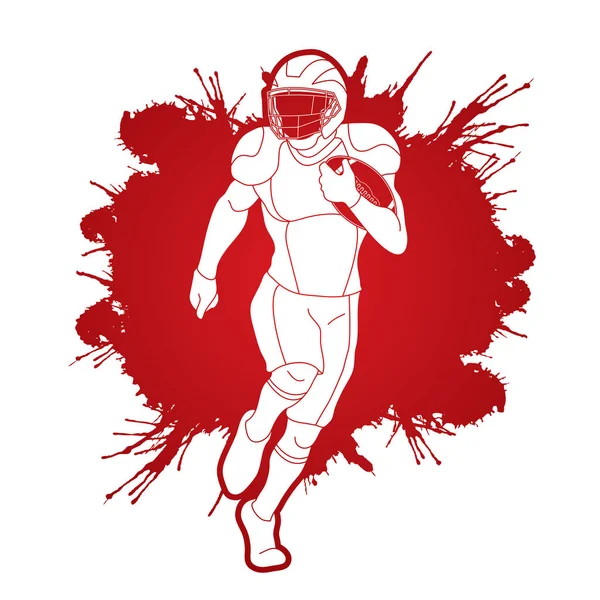 Action Joueur Football Américain Concept Sport Conçu Sur Éclaboussure Sang — Image vectorielle