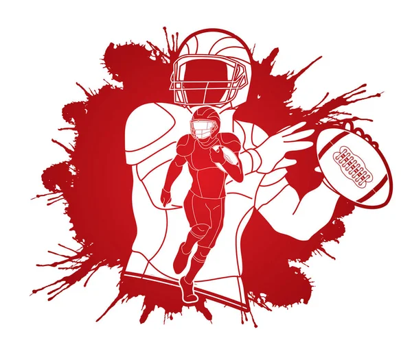 美国足球运动员行动 运动概念设计的飞溅血液背景图形矢量 — 图库矢量图片