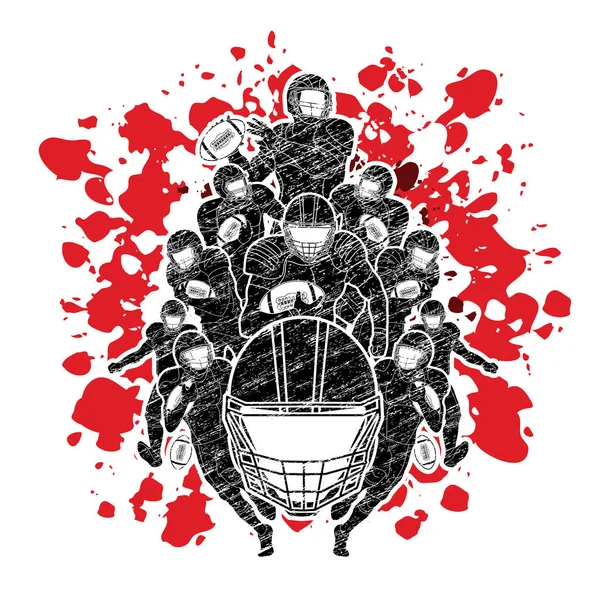 美国足球运动员行动 运动概念设计的飞溅血液背景图形矢量 — 图库矢量图片