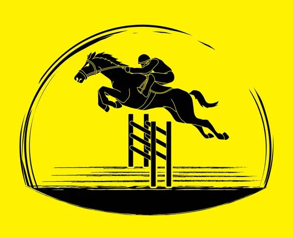 Corrida Cavalos Cavalo Com Jockey Vector Gráfico — Vetor de Stock