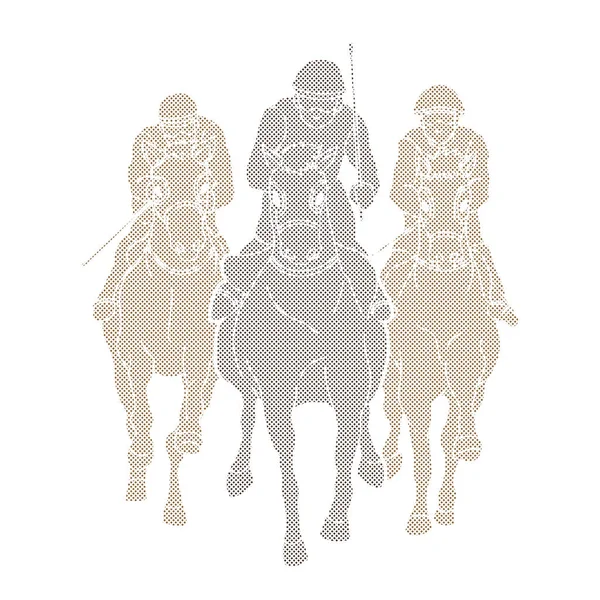 Carreras Caballos Caballo Con Jinete Diseñado Usando Píxeles Puntos Vector — Vector de stock