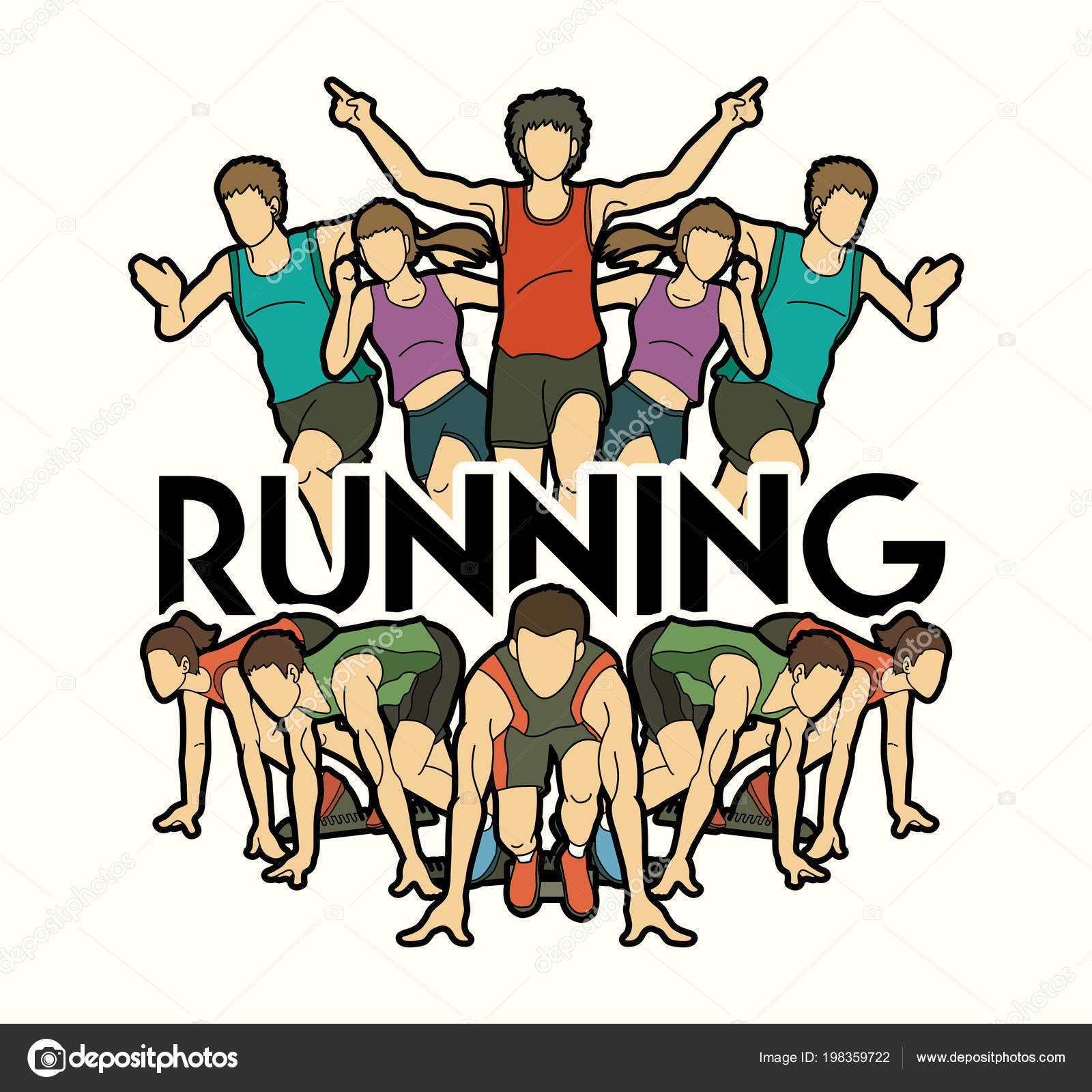 Group People Running Text Running Marathon Runners Graphic Vector
