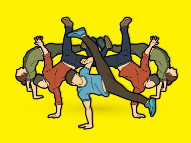 İnsanlar, bir grup insan eylem grafik vektör dans dansçı,.